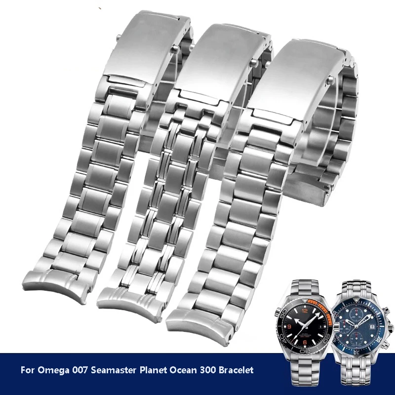 

Watch Strap 316L Solid Stainless Steel for Omega 007 Seamaster Planet Ocean 300 Sports watchband Bracelet 18mm 20mm 22mm