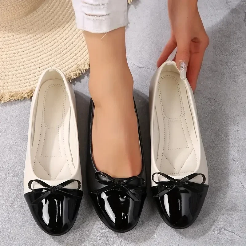 

Women Casual Shoes Flats 2025 Comfort Ballerina Flat Shoes Women Non-slip Ladies Loafers Elegant Bowknot Flat Women Single Shoes