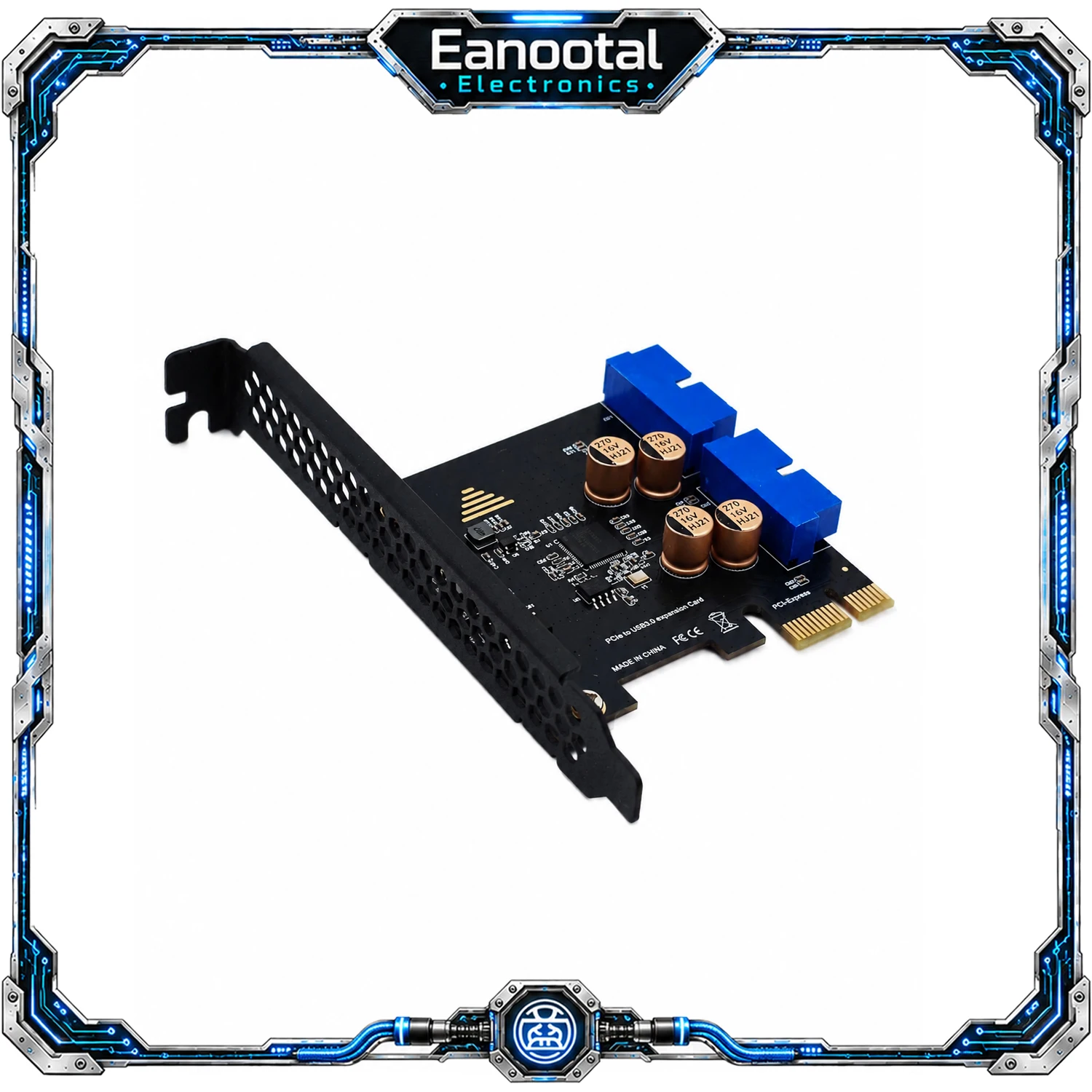 2 Port 19Pin USB 3.2 Gen 1 PCIe Expansion Card, 5Gbps Internal Header Adapter No Extra Power Needed for Desktop Computer
