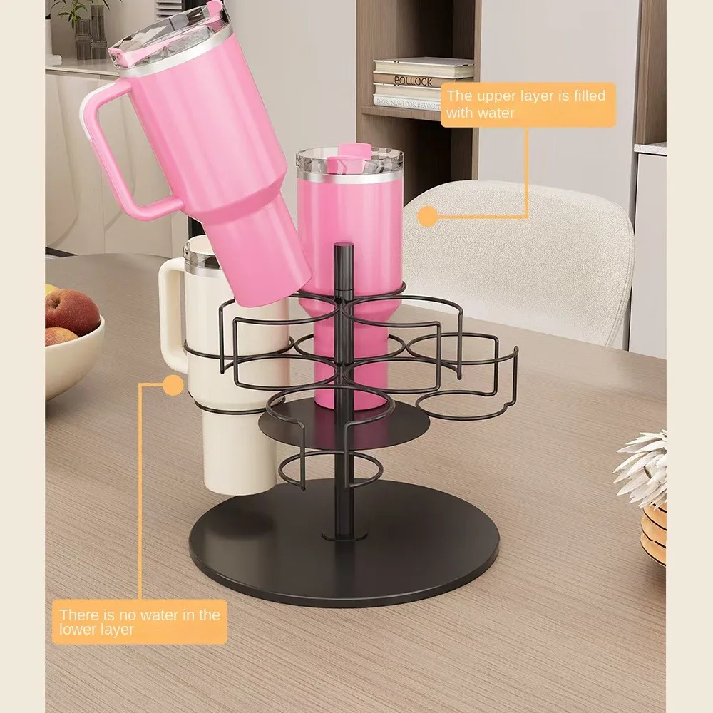 

3/6 Slots Water Bottle Storage Swivel Cup Holder Easy To Access Cup Includes Non-slip Pad Rotatable Cup Organizer Easy To Carry