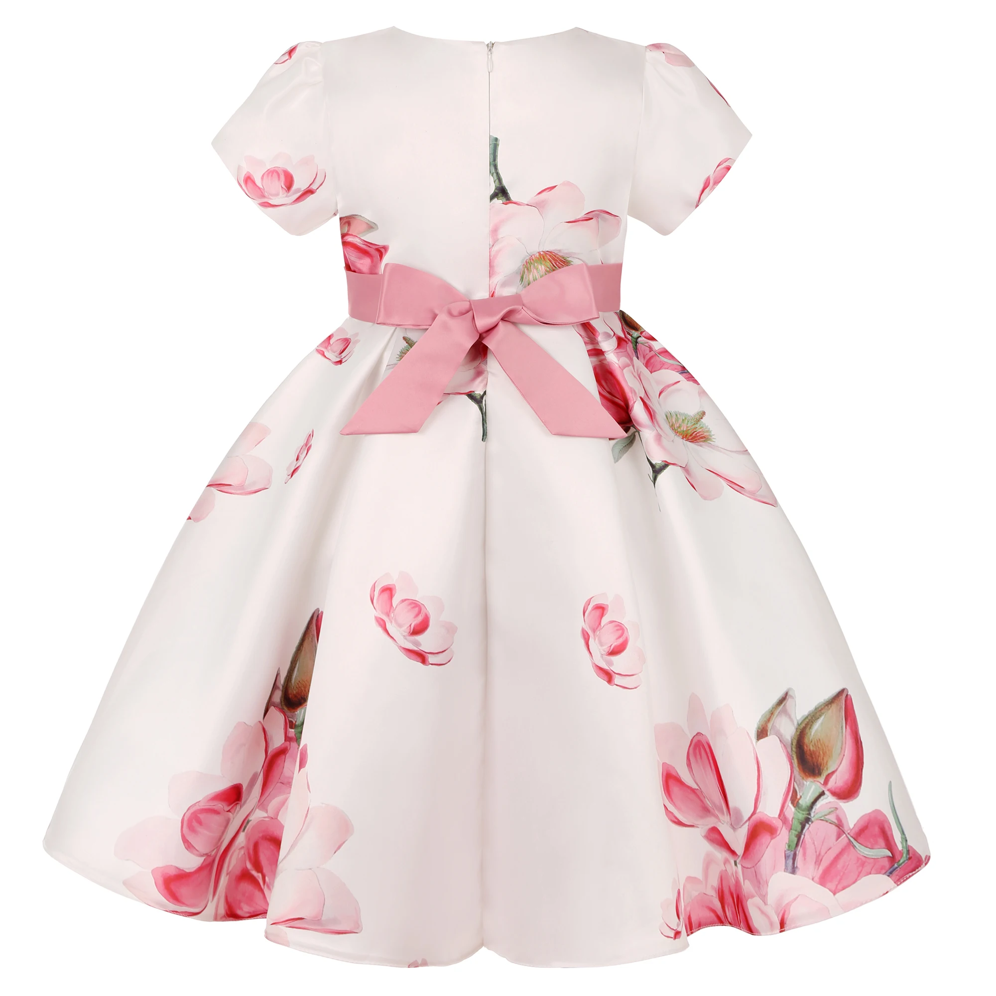 Child Princess Dress Bow Print Dress Flower Baby Day Pompadour Dress Host Catwalk Evening Gown