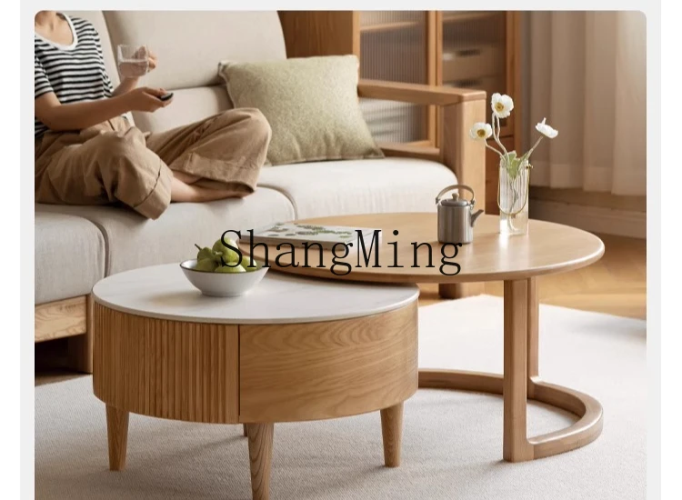 

SM new high-end solid wood coffee table living room home modern simple small apartment combination side table