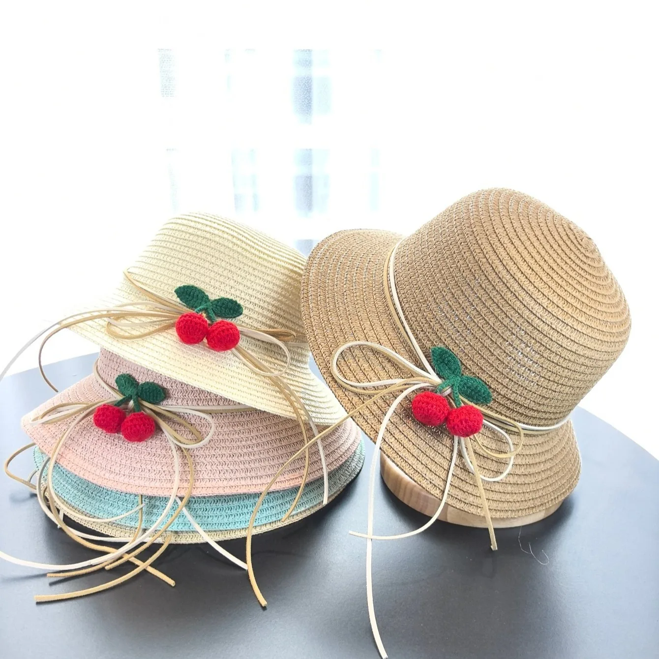 Summer Cute Strawberry Straw Hat Sunshade Fisherman Hat Fold