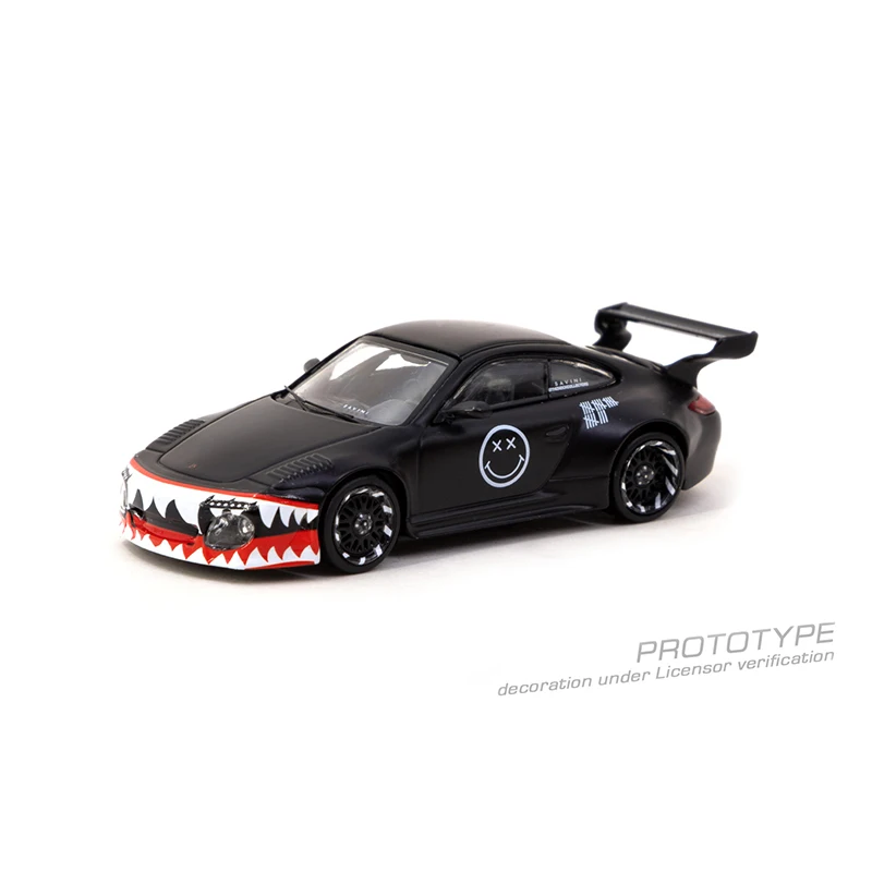 TW 1:64 Old New 997 Matte Black Shark Diecast Diorama Car Model Collection Miniature Toys Tarmac Works