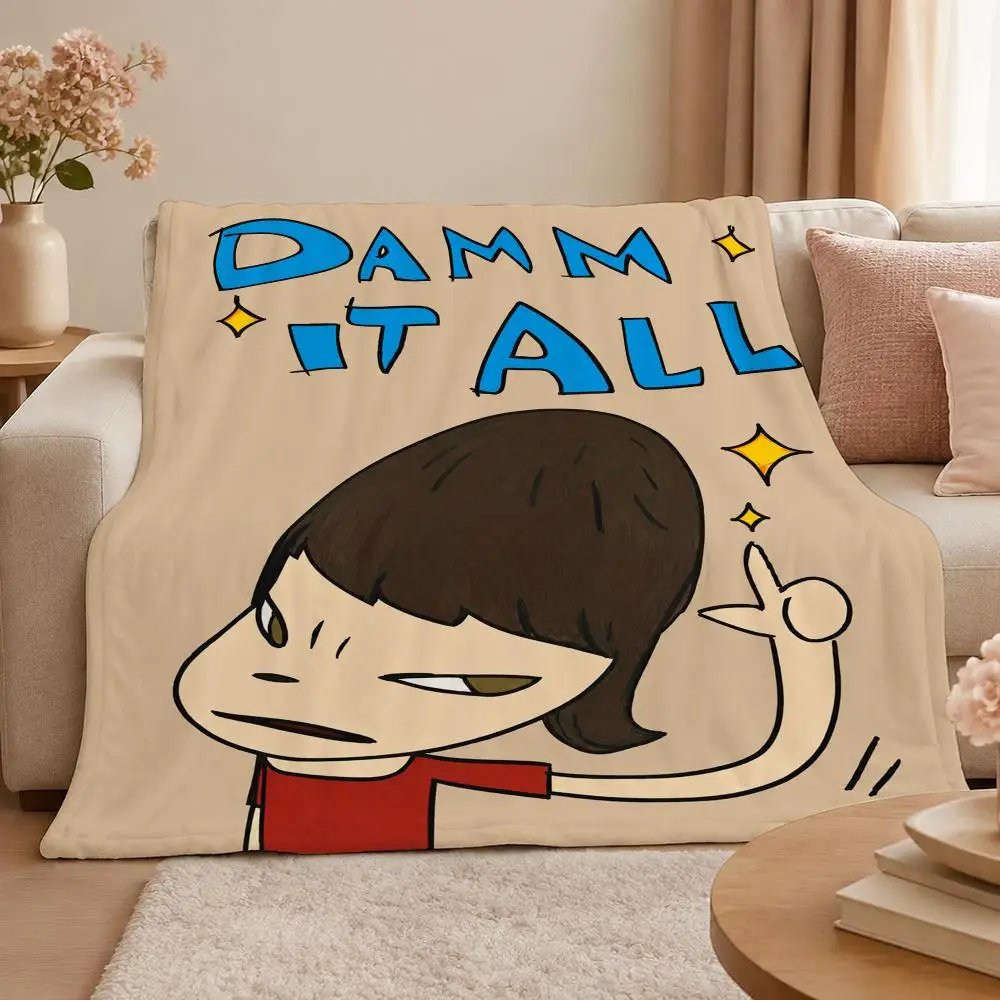 Artist Y-Yoshitomo Nara Japanese Contemporary Pop Throw 320g Soft Flannel Fleece Throw Blanket Cover Sofa Bed Dorm Nap Gift