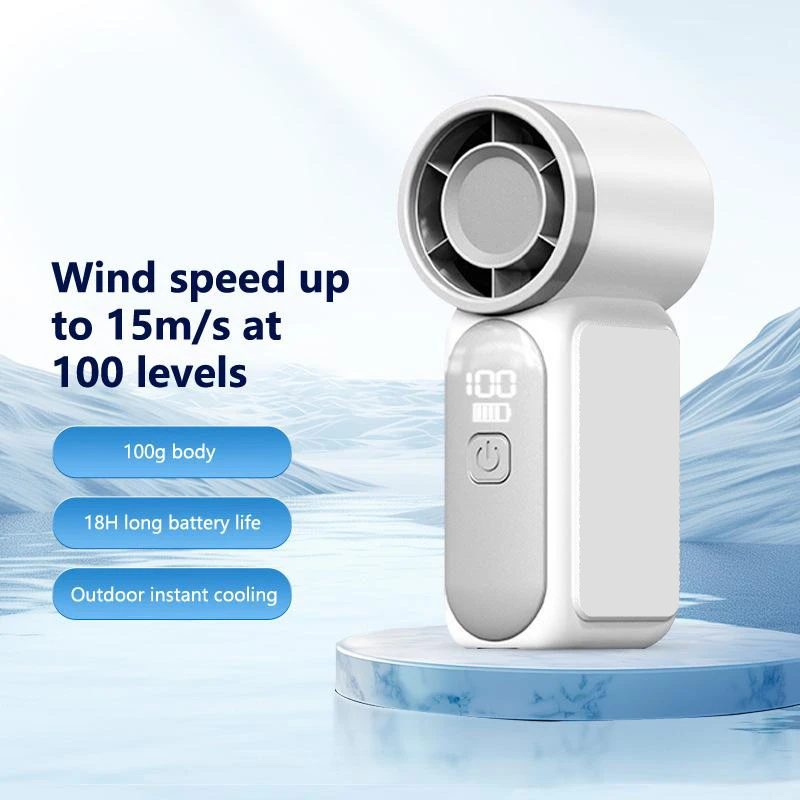 Turbo Mini Handheld Fan TypeC Charging Portable Air Blower 3 Level Cooling for Travel School Library Outdoor