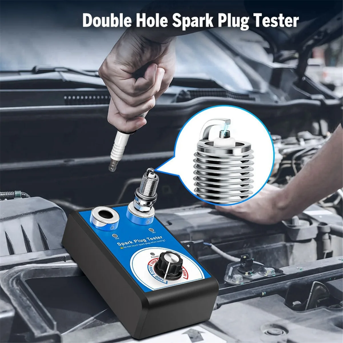

Ingenious Spark Plug Tester Double Hole Diagnostic Tool Car 12V Spark TesterAuto Engine Ignition Detector Tools US Plug Durable