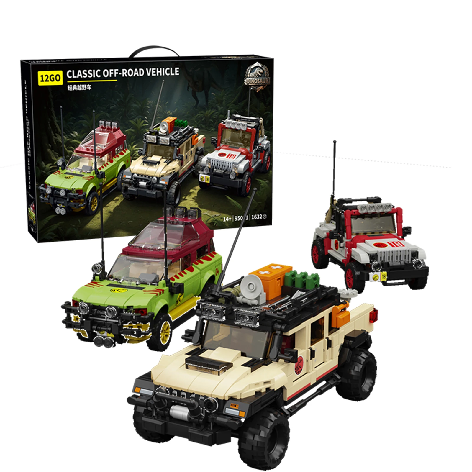 

Внедорожник на тему динозавра, 1632 шт., строительный набор, MOC, сборная модель STEM, развивающая игрушка для рождественского подарка для детей