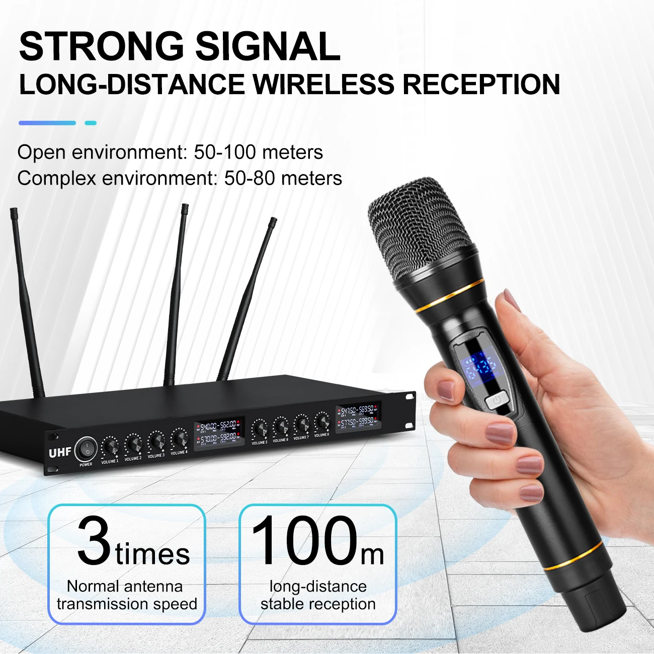 

DF208 Professional 8 Channels UHF Wireless Microphone For Conference Room