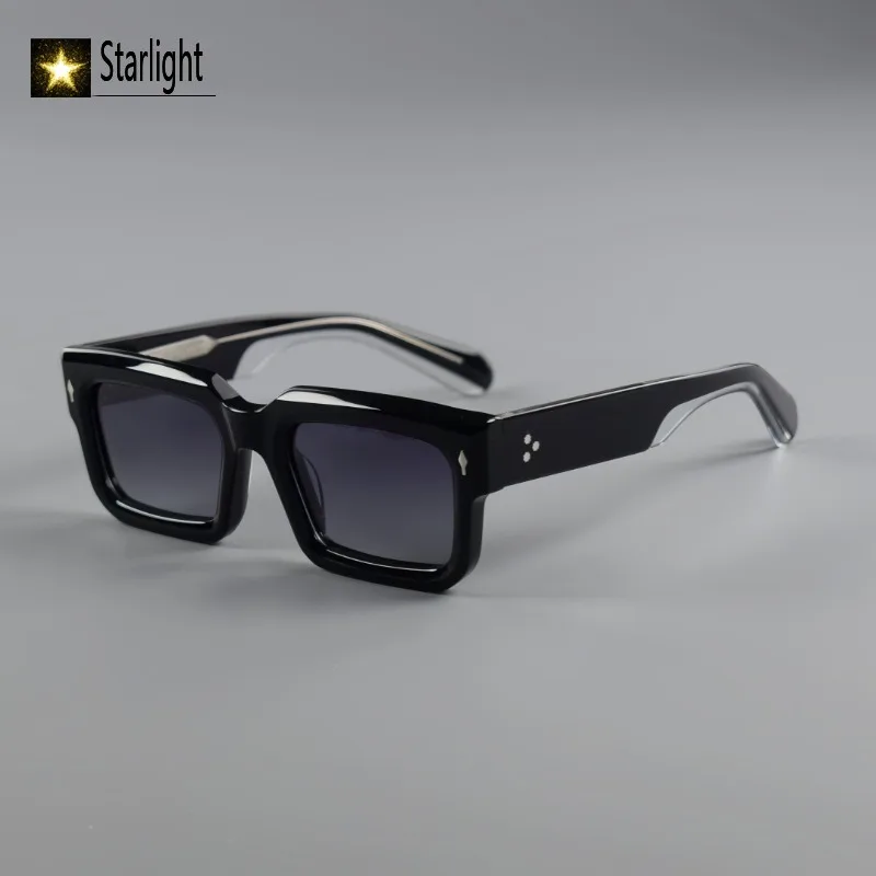 التدرج وجه كبير سميكة إطار مربع النظارات الشمسية السوداء رجل جودة عالية خلات الرجعية نظارات الموضة الرجال UV400 القيادة 150 مللي متر