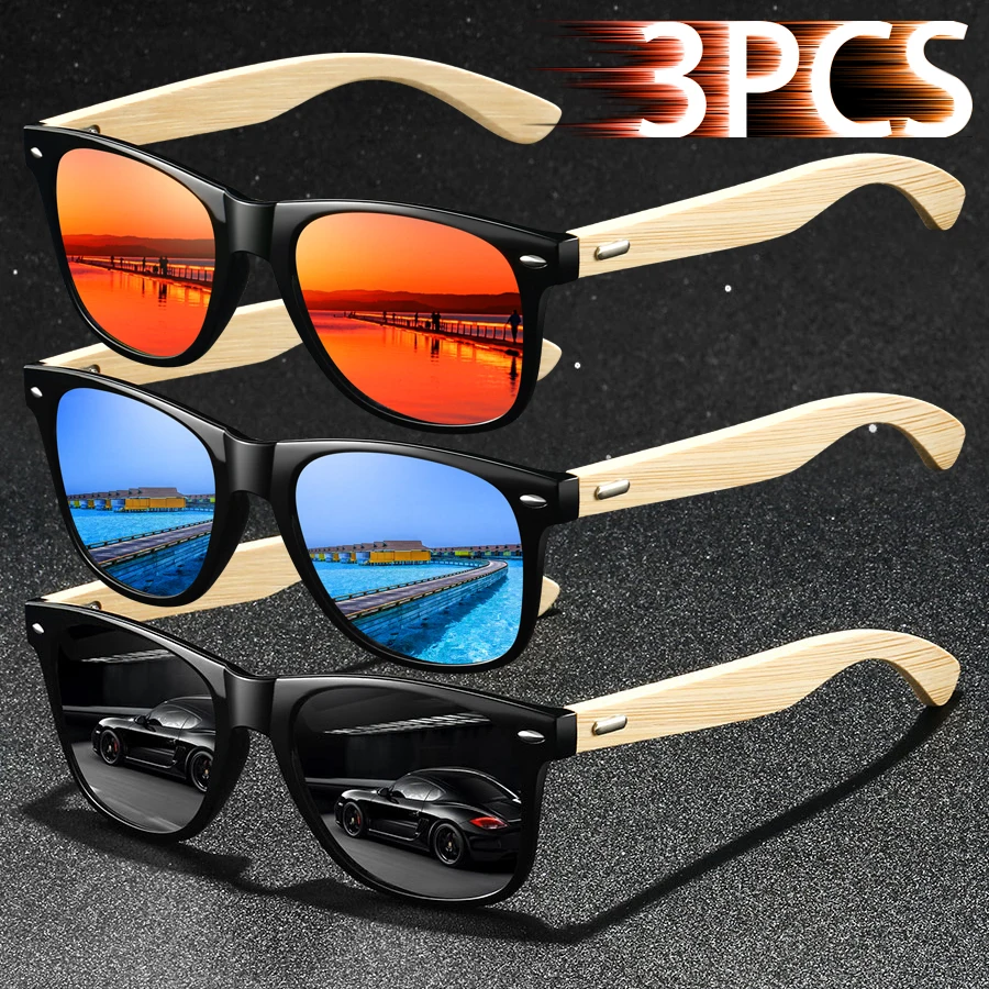 

3 Pieces Fashion Square Unisex Vintage Sunglasses For Men Women Driving Fishing Brand Designer Sun Glasses Man UV400 Eyewear