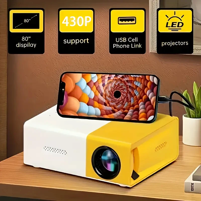 

Mini Projector - Portable, 3D-Ready, Compact Cube Design, Perfect for Home Theater or Presentations, Mini Portable Projector