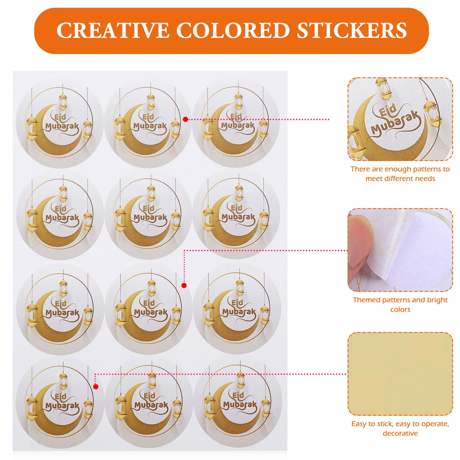 

1Set Eid Mubarak Label Stickers Festive Gift Wrapping Decals for Candy Bags and Scrapbook Decorations Eid Special