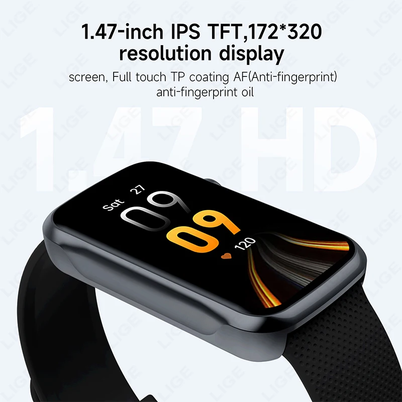 LIGE Square Smartwatch 여성 1.47 "HD 스크린 심박수 모니터링 방수 블루투스 통화 스마트 시계 여성용 Android iOS