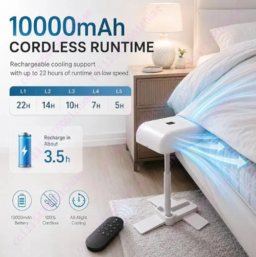 5 Speed Remote Control Under Quilt Circulation Fan Portable Blanket Bed Air Circulator Fan for Sleeping