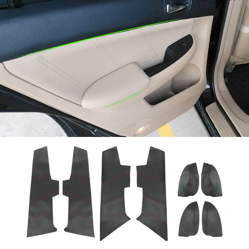 For Honda Accord 7th Gen 2003 2004 2005 2006 2007 4pcs Microfiber Leather Interior Door Armrest Panel Cover Protection Trim