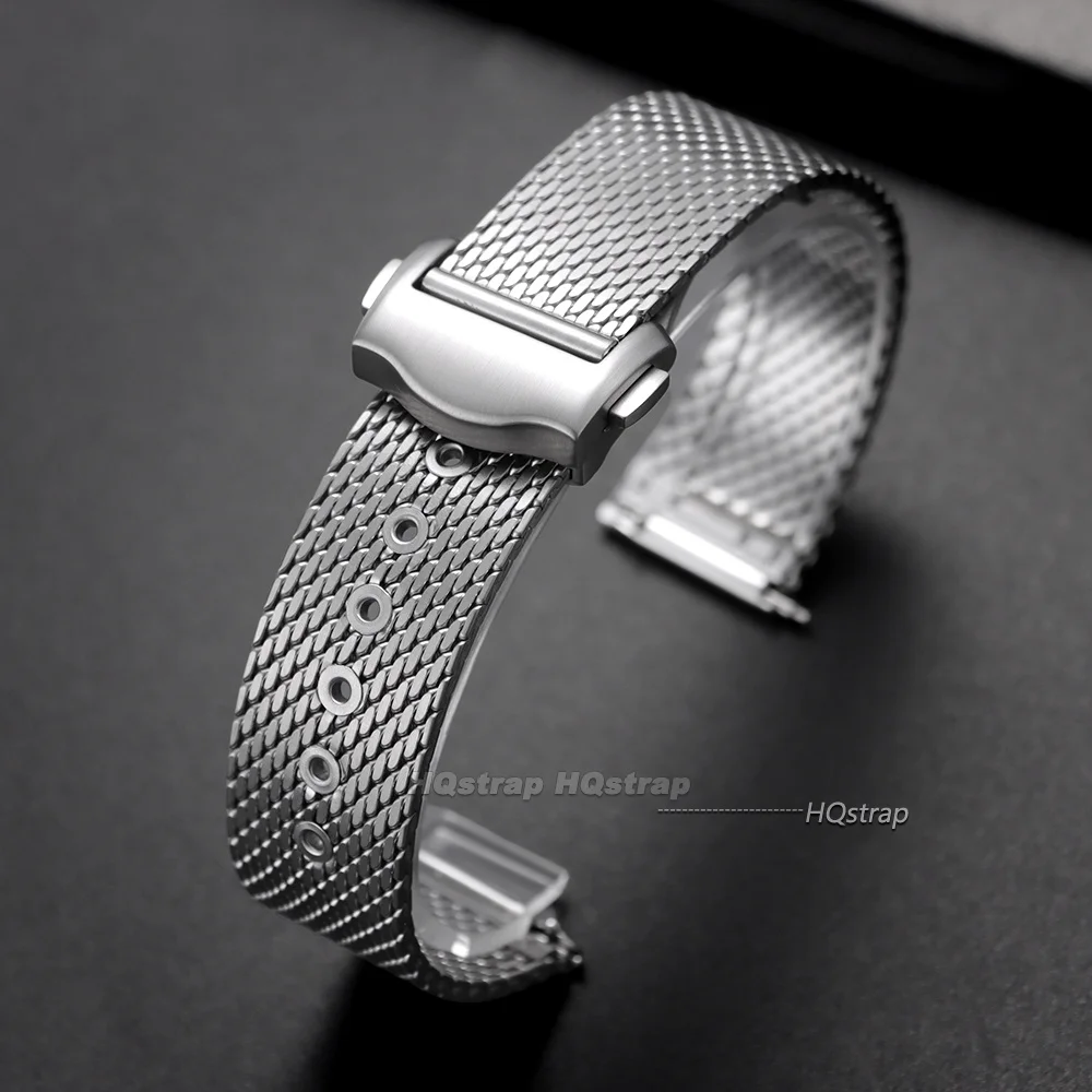 Edelstahl-Uhrenarmband 20 mm für Omega Seamaster 007 300 für Speedmaster Mesh-Armband mit Faltschließe Business-Armband – Detail 2