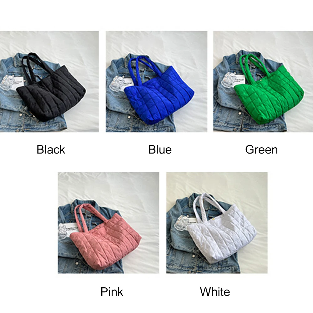 Tas jinjing wanita Fashion tas tangan bahu musim gugur musim dingin berlapis tas pegangan atas pola belah ketupat Solid untuk liburan sehari-hari