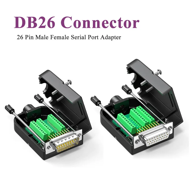 DB26 Male Female Serial Port Connector 26 Pin Breakout Terminal Adapter Gold Plated Copper 26Pin D-SUB DB26 Solderless Plug