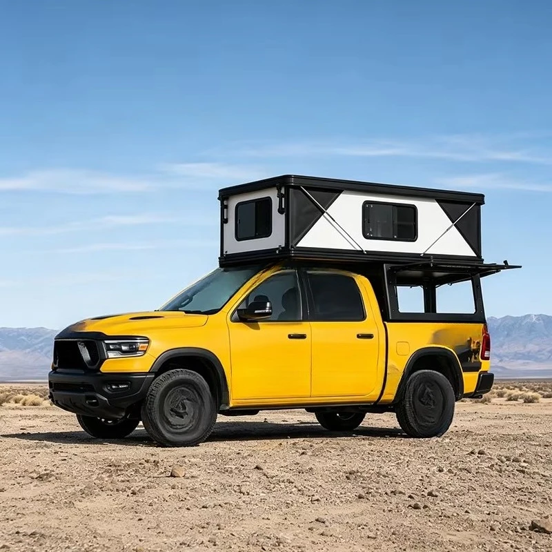 Cano Tp01 pop up Truck Bed Camper Hard Shell Aluminum Roof Top Camper Waterproof  Easy Install for Pickup Hilux, RAM