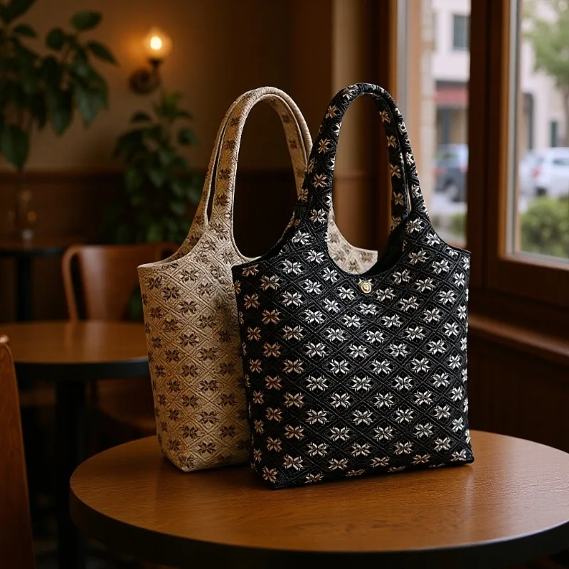 

1pcs Hand-carrying Knitted Handbag with Jacquard Design Handbag Suitable for Commuting Shopping