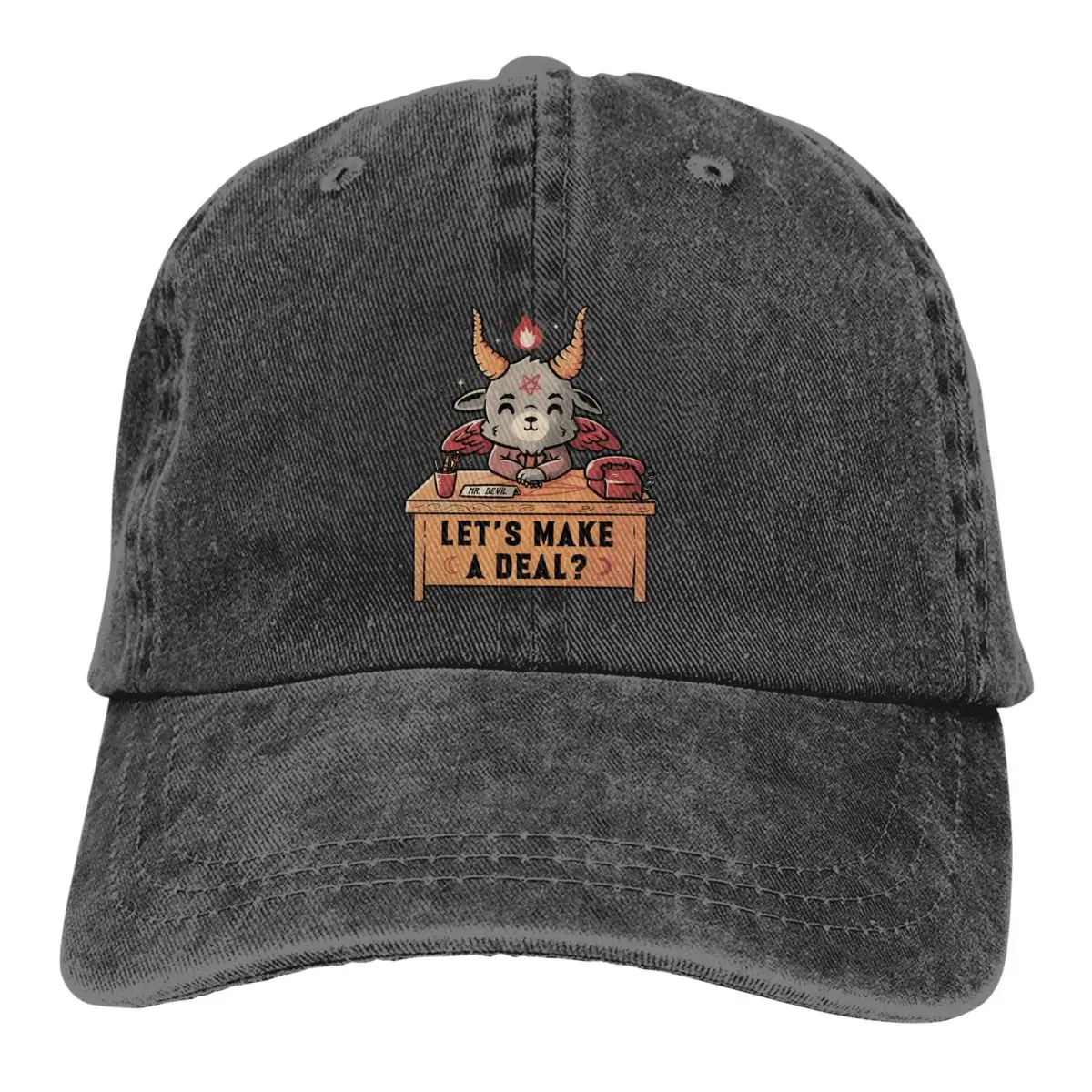 

Let's Make A Deal Funny Cute Evil Baseball Cap Men Cowboy Hats Women Visor Protection Snapback Baphomet Satan Lucifer Caps