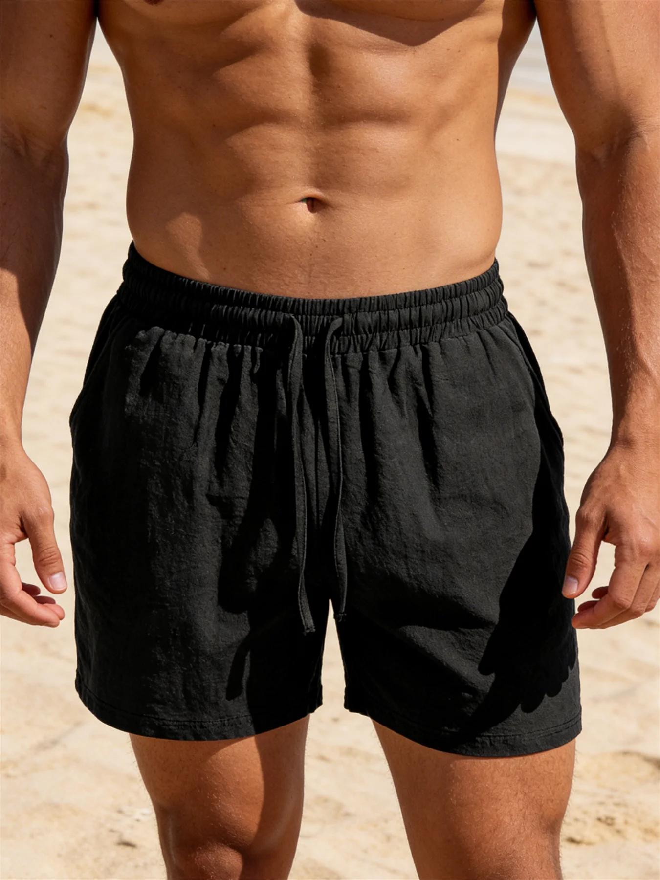 Men's Summer Training Shorts, Loose Fit, Breathable Cotton-Linen, Running and Sports Casual, Gym Workout Training Shorts image 2