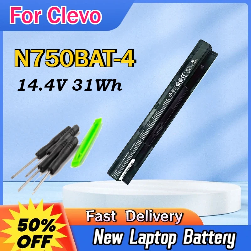 

31Wh N750BAT-4 Laptop Battery For Clevo N751BU N750WU N750BU N750S Series 87-N750S-31C00 6-87-N750S-4EB1/2 3CF1 6-87-NH50S-41