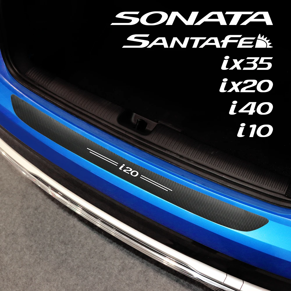 المصد الخلفي للسيارة ملصق لشركة هيونداي I20 I10 I30 Sonata I40 IX35 جذع ألياف الكربون الجلود حامي غطاء اكسسوارات السيارات
