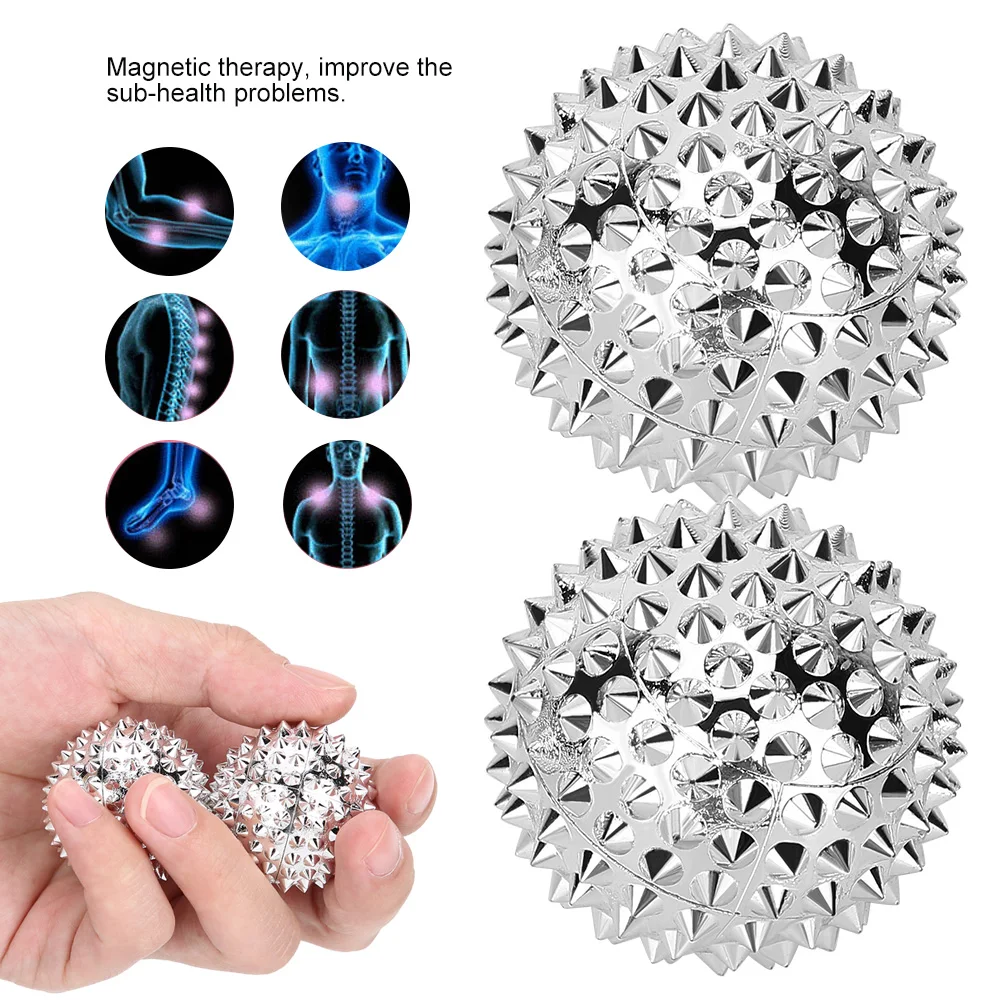 1pair Hand Acupressure Ball Hand Magnetic Massage Ball Hand Massage Acupressure Therapy Ball Silver