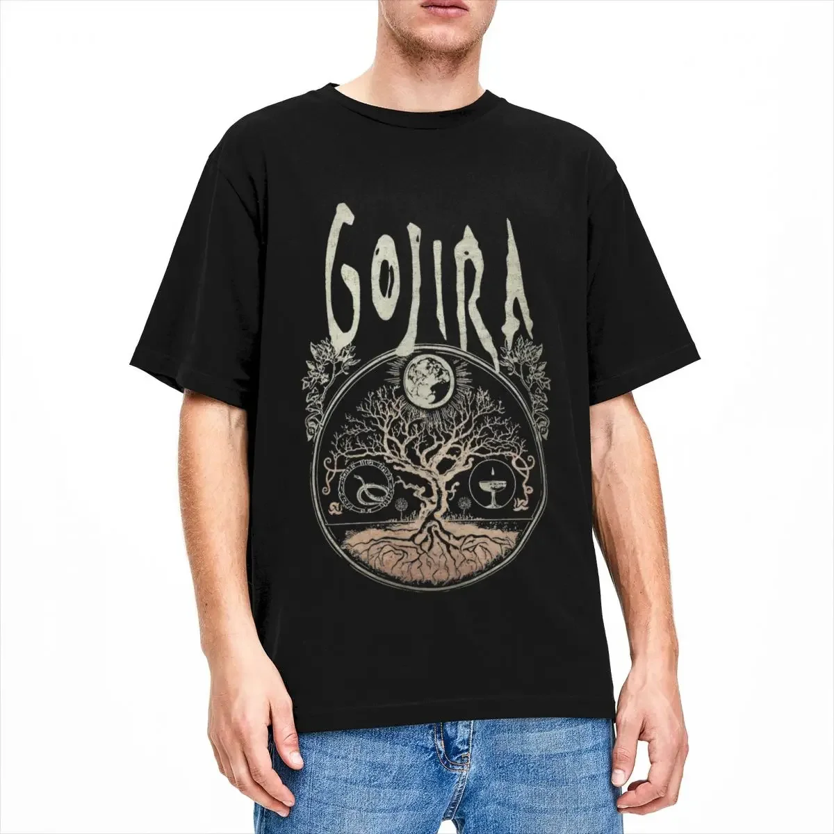 Men Gojiras Rock  Band T Shirt Pure Cotton Clothing Vintage Short Sleeve O Neck Tees Plus Size T-Shirt