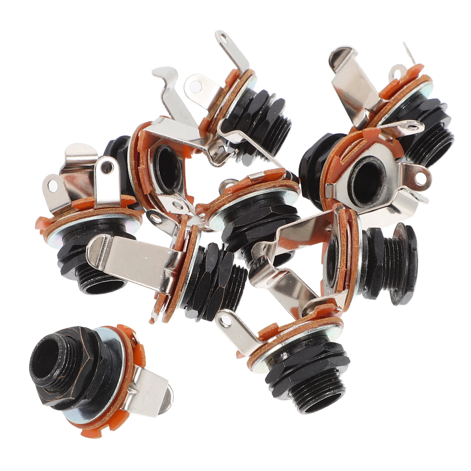 

10 PCS Black Jack Yellow Film Guitar Pickup Output Socket Bass Parts Connector Endpin Replacement