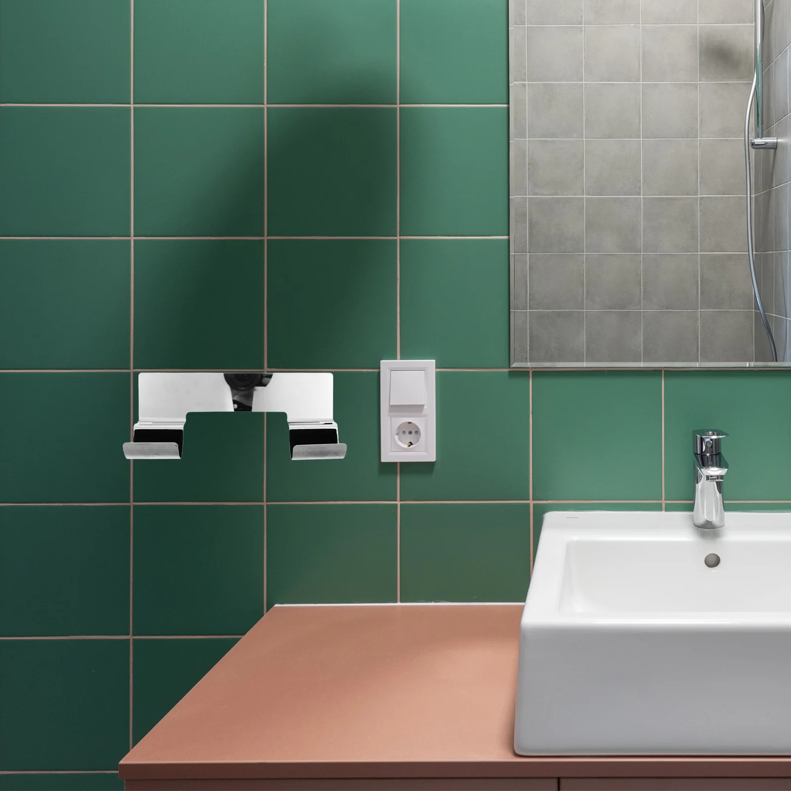 

Hair Tools Organizer Wall Mount Stainless Steel Bracket for Blow Dryer Straightener Accessories Storage Compact Travel Friendly