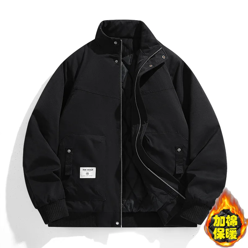 Thickened Cotton-Padded Jacket for Young Men Trendy Autumn Winter Warm Casual Outerwear for Men