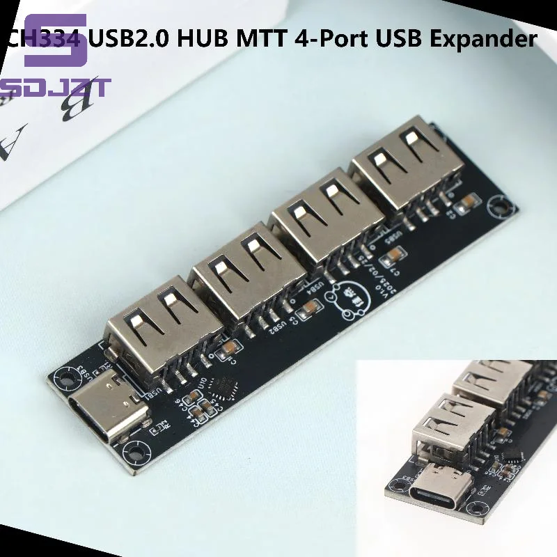 .Hot Sale-CH334 USB 2.0 HUB 4 Port USB Expander MTT Multi Transaction Translator USB Splitter Module For DIY Electronics