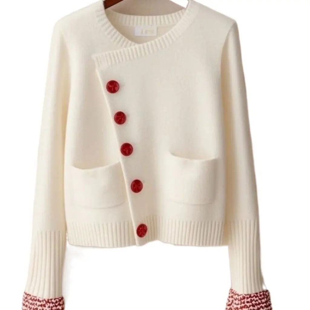 

Women's Asymmetric Crewneck Knitted Cardigan Jacket Loose Elegant Casual Pullover Sweater Spring Fashion Top