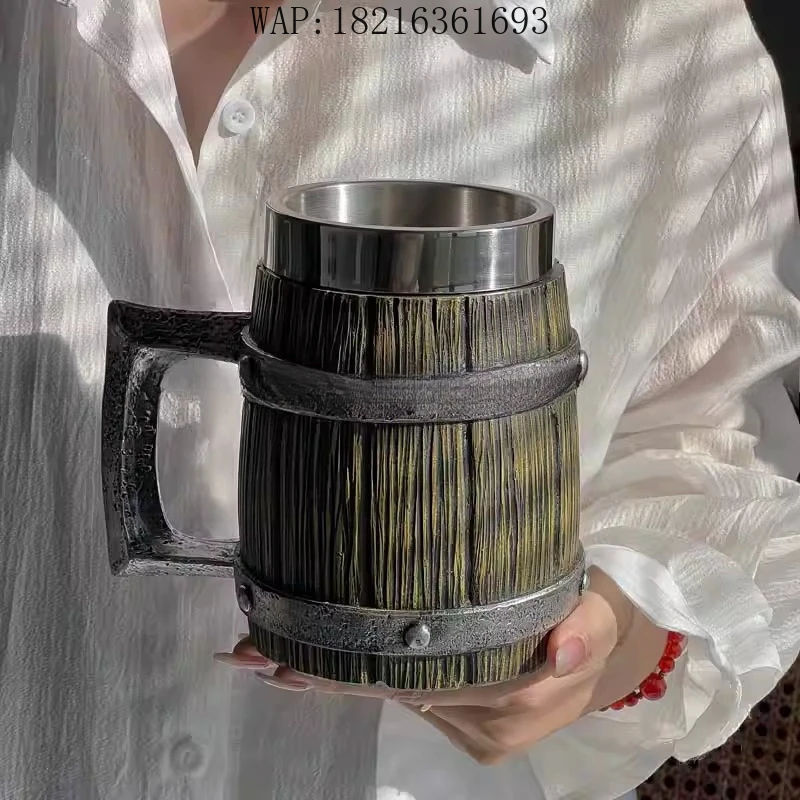 

Имитация деревянной бочки, пивная чашка, креативная чашка для воды из нержавеющей стали