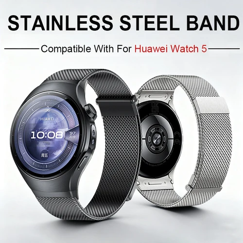 Imagen 1 del producto Correa sin huecos para Huawei Watch 5 46mm 42mm Metal magnético pulsera de acero inoxidable de lujo correa Huawei Watch5 46 mm
