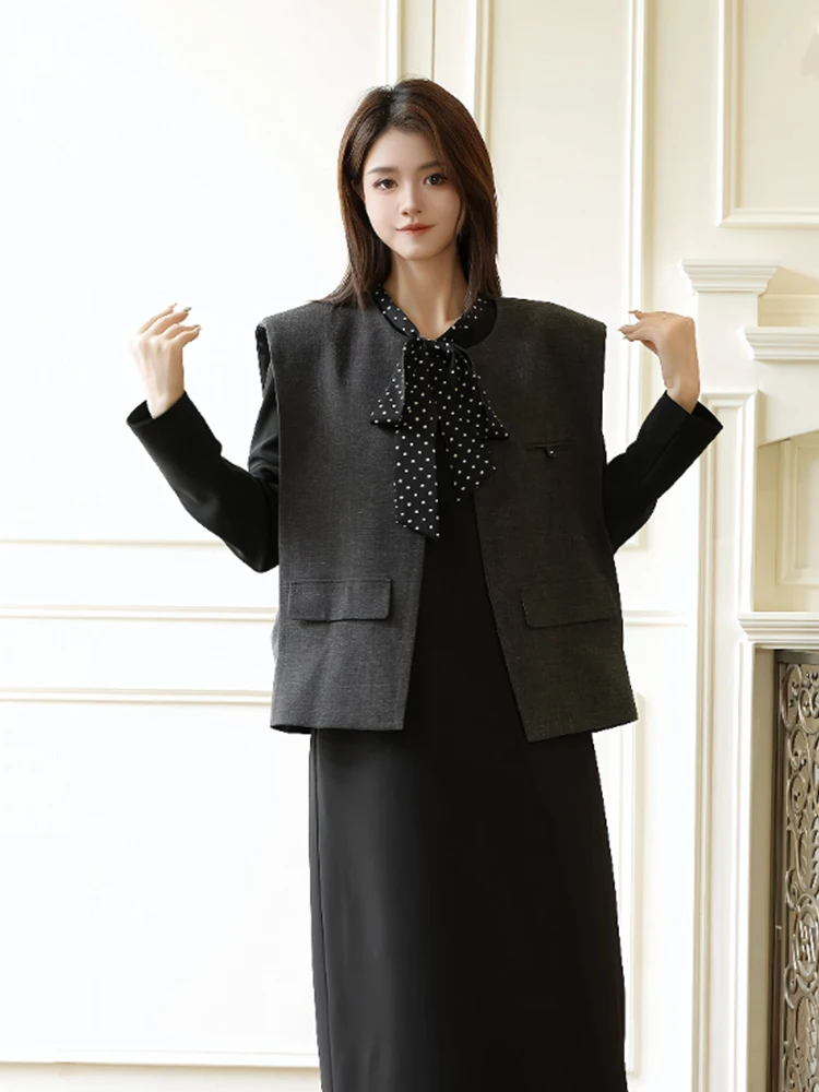 

Женская модная майка-жилет оверсайз с эффектом похудения, из полиэстера, для многослойных образов, больших размеров