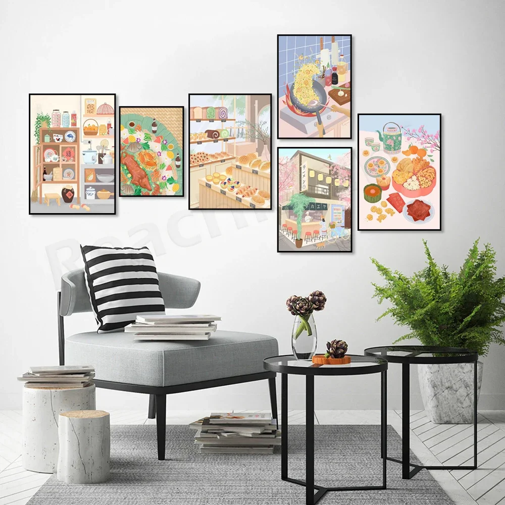 Chinese asian food poster, afternoon tea, mid autumn festival, japanese ramen, philippines, vietnamese street food, coffee shop