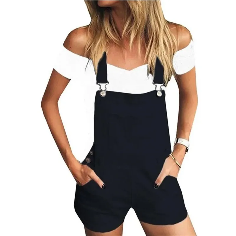 Camouflage Jeans Jumpsuit For Women Summer Casual Loose White Short Overalls Woman Denim Dungarees Y2k Fashion Suspenders Shorts