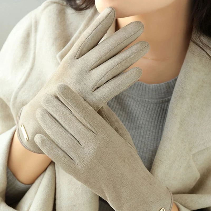 Gants coupe-vent en cachemire fin pour femme, mitaines chaudes, tissu en daim, élégant, solide, cyclisme, entraînement, mode, automne, hiver, nouveau, 2024