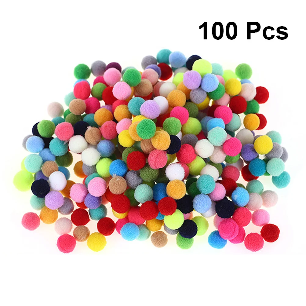 100個ポンポンボールクラフト用品3cmアソートカラーDIYボール子供用アートプロジェクトハンドバッグバックパックウエストパックデコレーション