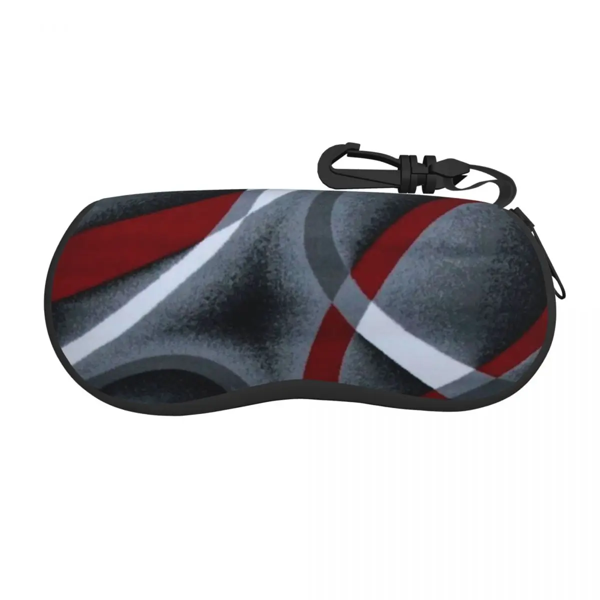 Gray Red Swirls Sunglasses Case Neoprene Zipper Colorful Texture Geometric Shell Eyeglass Case Protective Box For Glasses