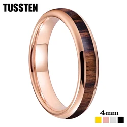 TUSSTEN-Anillo de carburo de tungsteno de 4MM para hombres y mujeres, banda de compromiso de boda, incrustaciones de palisandro, joyería de moda, ajuste cómodo, envío directo