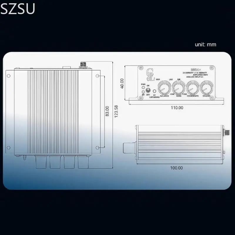 SZSU Auditory Bluetooth-compatible 5.3 Power Amplifier Low Latency Transmission Power Saving Home Entertainment