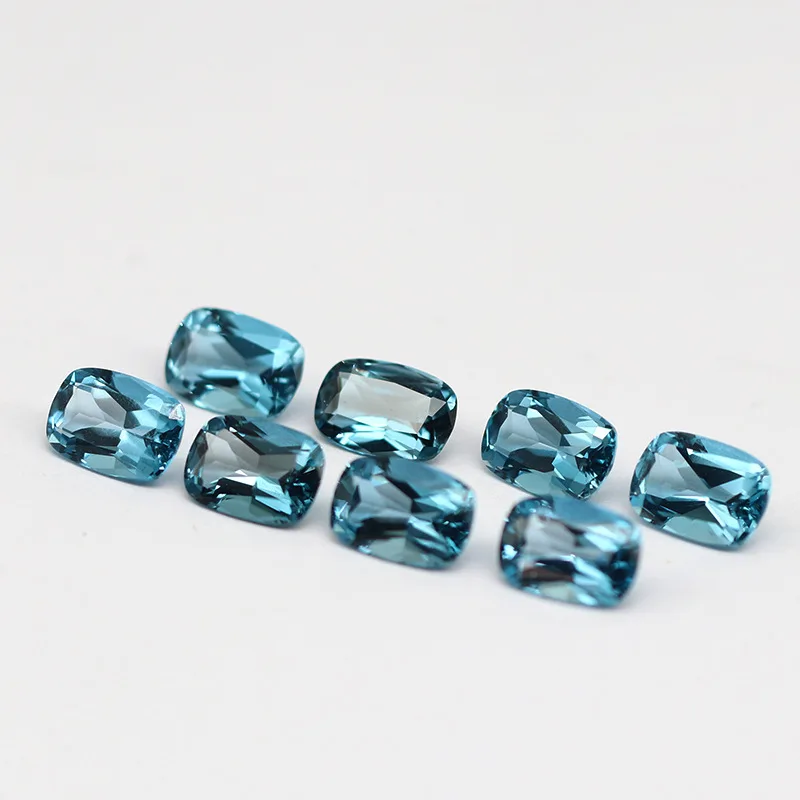 Natural Gemstone/London Blue Crystal Topaz Fertilizer Square/pillow-shaped Ring Surface, High Quality Without Impurities