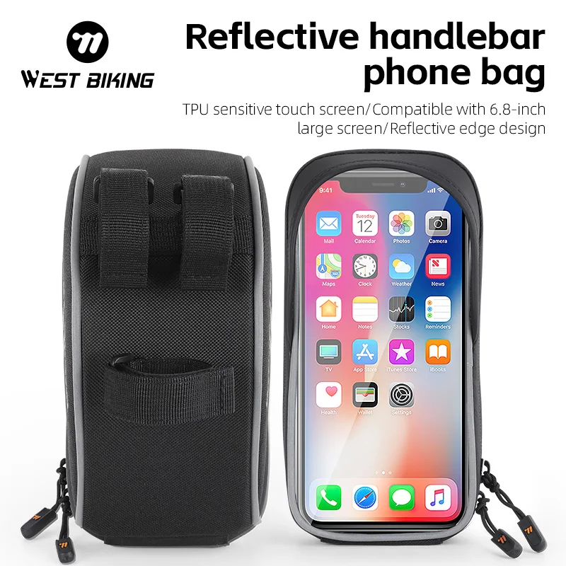 

Reflective Waterproof MTB Handlebar Bag 6.8in Compact Phone Visor Cycling Storage for Mountain Bike Accessories Bicycle Bag