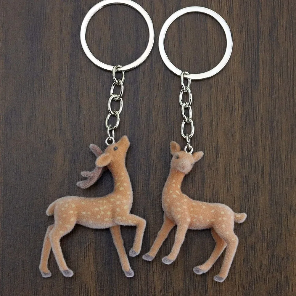 3D Design Christmas Elk Fluffy Texture Sika Deer Style Deer Keychain Kawaii Style Pendant Style Phone Charms Christmas Gift