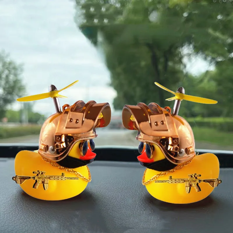 

1PC Bulletproof helmet Hat Black Duck Car Decoration Rear View Mirror Decoration Cute & Cool Duck Shaped Ornaments Auto Interior